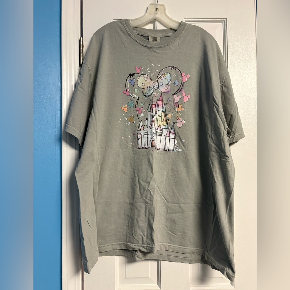 Disney Castle Minnie Ears Sage Green T-Shirt Size 2XL Comfort Colors H18